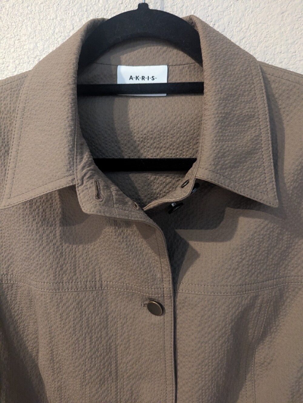 AKRIS PUNTO Light Brown  Textured Button-Front Relaxed Fit Blazer Jacket Size 14